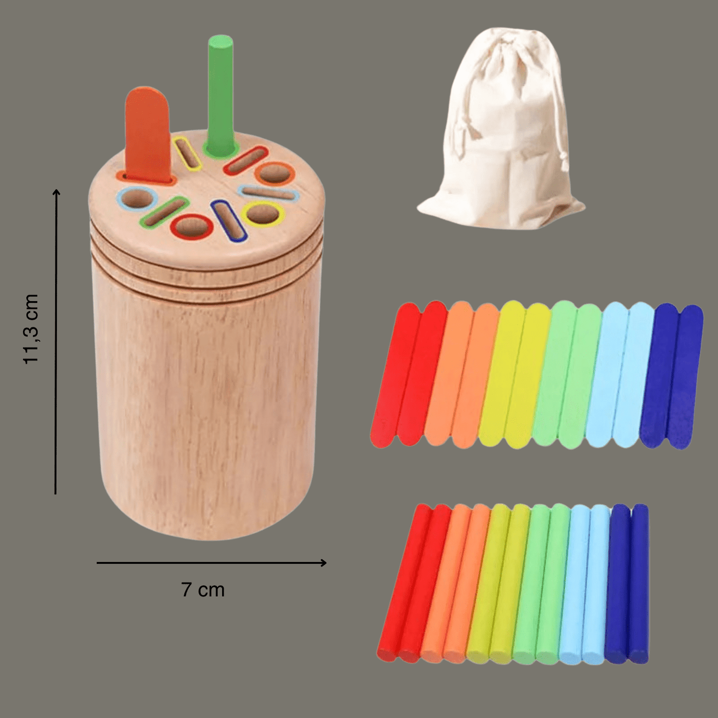 Montessori Holzspielzeug – Feinmotorik Becher - Lanessia